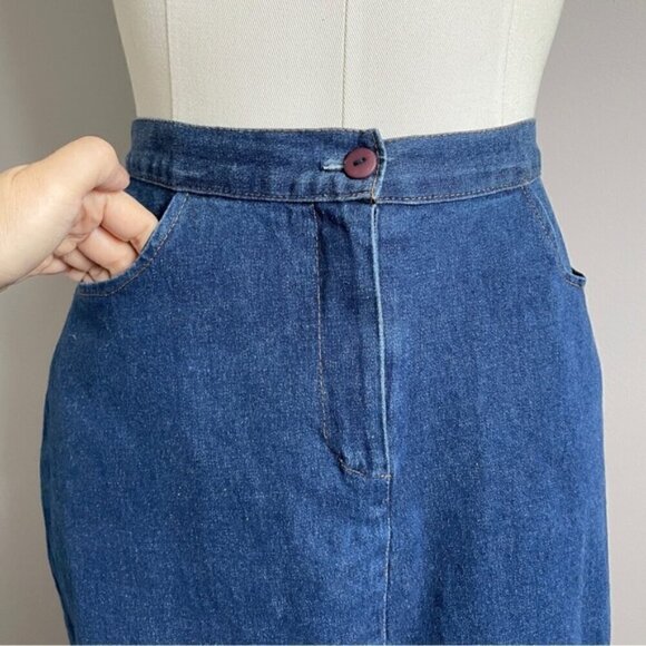 Vintage A-line Denim Knee Length Jean Skirt - S/6 - Picture 2 of 7